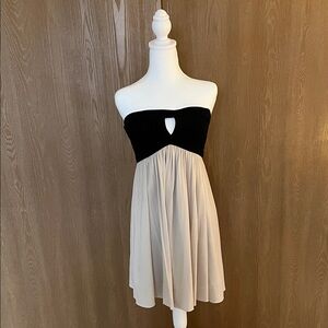 BCBGMaxAzria Black and Cream Strapless Dress